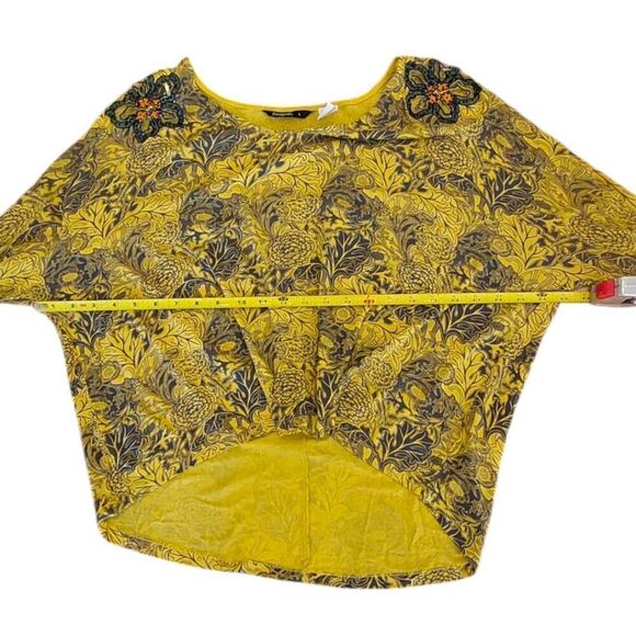 Desigual MALCOM T-shirt 3/4 Sleeve Yellow Pattern Top - Picture 7 of 9